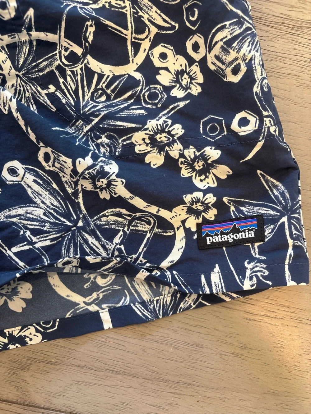 Patagonia Navy and Cream Floral Print Shorts